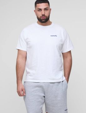 Herren Plus Regular Herren OFCL Besticktes T-Shirt & Entspannte Jersey-Shorts Set Grey Marl Größe 3XL