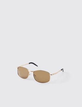Herren Rechteckige Sonnenbrille Mit Braunen Gläsern Brown