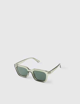 Herren Rechteckige Sonnenbrille Mit Grünem Rand Green