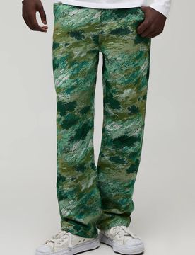 Herren Locker Geschnittene Hose Mit Abstraktem Tarnmuster-Gobelin Im Set Green Größe XS