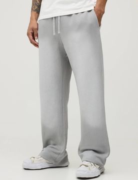 Herren Gerade Geschnittene Jogginghose Mit Spray-Waschung Washed Grey Größe XL