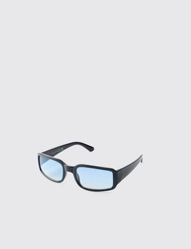 Herren Rechteckige Sonnenbrille Mit Blauen Gläsern Blue