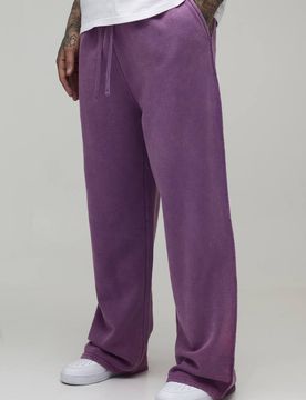 Herren Übergroße Jogginghose Mit Weitem Bein Und Tiefem Schritt In Gewaschener Optik Für Große Größen Purple Größe Medium