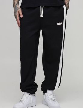 Herren Große Größen Weite Passform Paneel Gummizug-Saum Jogginghose Black Größe Medium