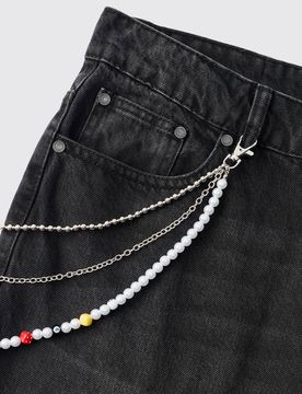 Herren Würfel-Anhänger Jeans Hosenkette Silver