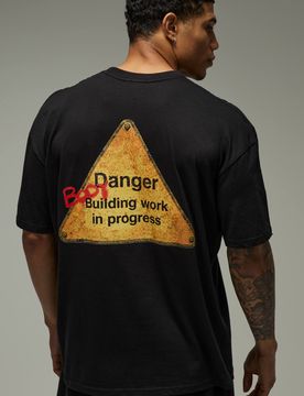 Herren Active Danger Bodybuilding Übergroßes Oberteil Black Größe Medium