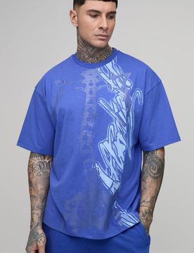 Herren Tall Afterlight Tonal Im Dunkeln Leuchtendes Bedrucktes Kurzarm-Oberteil Electric Blue Größe XL