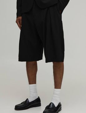 Herren Kurze Hose Im Leinen-Look Mit Weiter Passform Und Bundfalten In Schneider-Optik Black Größe 38