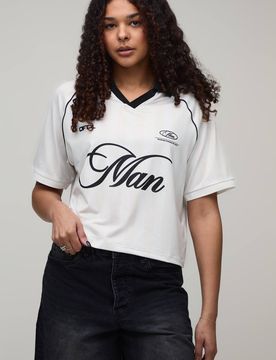 Herren Gekürztes Herren-Print Fußball-Oberteil Ecru Größe Medium