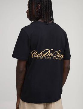 Herren Normal Geschnittenes Club De Sante Bedrucktes Oberteil Black Größe 2XL