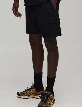 Herren Schmal Geschnittene Cargo-Shorts Mit Elastischem Bund Und Technischem Stretch-Material Black Größe XL