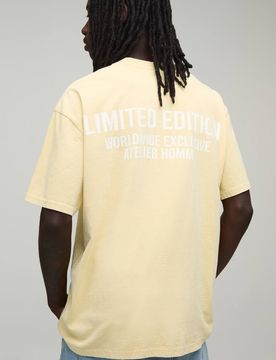Herren Übergroßes Gewaschenes T-Shirt In Limitierter Auflage Yellow Größe XL
