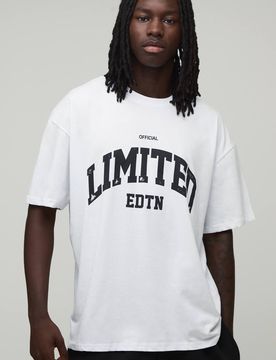 Herren Übergroßes T-Shirt Mit Limitiertem Aufdruck White Größe Small