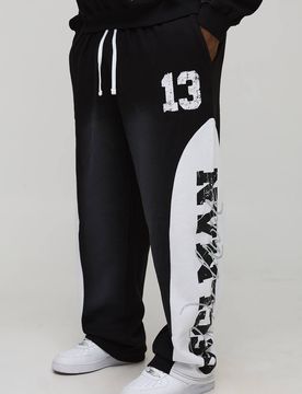 Herren Plus Baggy Panel Spray Wash 13 Print Jogginghose Black Größe 2XL
