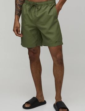 Herren Lange BM Autograph Badeshorts Khaki Größe Large
