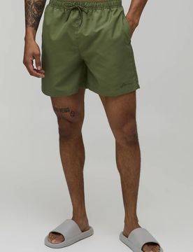 Herren Mittellange BM Autograph Badeshorts Khaki Größe XS