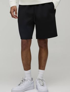 Herren Entspannt Geschnittene Shorts Aus Gebondetem Scuba-Material In Mittlerer Länge Black Größe XS