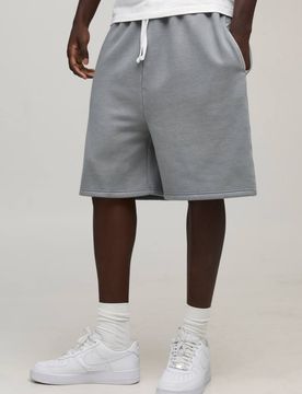 Herren Essentieller Gewaschener Übergroßer Tiefschritt-Shorts Washed Grey Größe Large