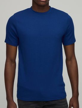 Herren Slim Fit Waffel T-Shirt Navy Größe XS