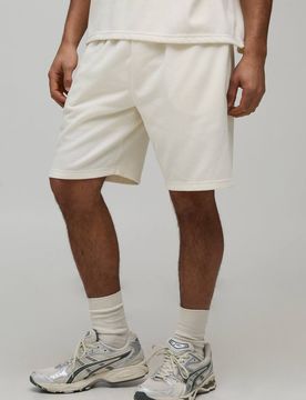 Herren Lockere Waffel-Shorts Ecru Größe XS