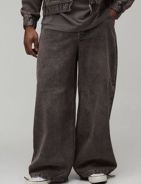 Herren Plus Fallschirm-Passform Gewaschene Jeans Hosen Mocha Größe 40