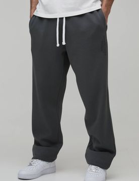 Herren Weite Jogginghose Mit Hohem Aufdruck Charcoal Größe XS