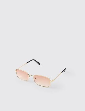 Herren Eckige Metall-Sonnenbrille Rose Gold
