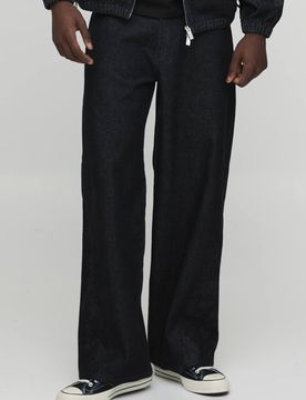 Herren Baggy-Fit Jeans Hosen Mit Floralem Zwickel Washed Black Größe 32