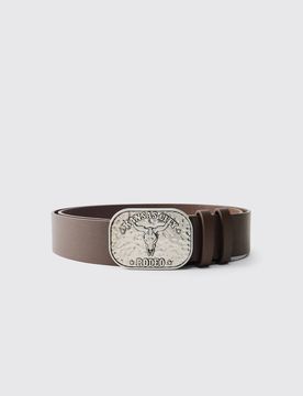 Herren PU Kansas City Western Schnallengürtel Brown Größe XL