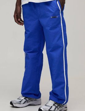 Herren Relaxed-Fit Nylon-Hose Mit Seitenstreifen Und Logo-Print Blue Größe XL