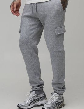 Herren Große Größen Basic Schmal Geschnittene Cargo Jogginghose Grey Marl Größe Small