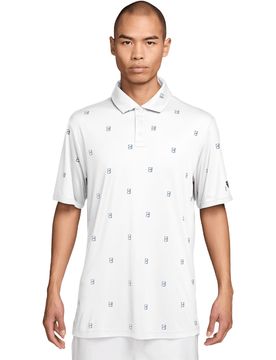 Golf Polo Par 5 Print, weiss/blau s
