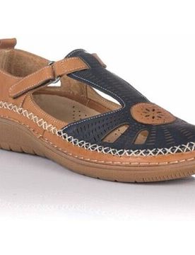 Flache Sandalen Sandale Mit Klettverschluss – Leder