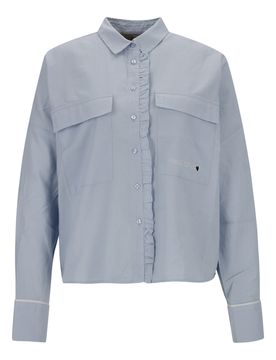 CROPPED RUFFLE OXFORD BLOUSE female