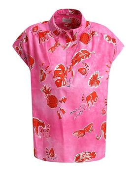 Sleeveless blouse w collar and halfplacket female