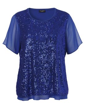 Bluse Rundhals 1/2 Arm Pailletten female