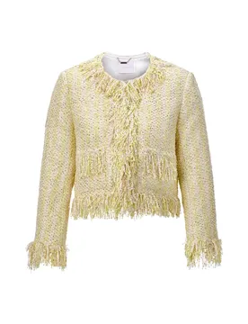 Short boucle jacket with fringes female