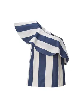 One Shoulder Striped Blouse female
