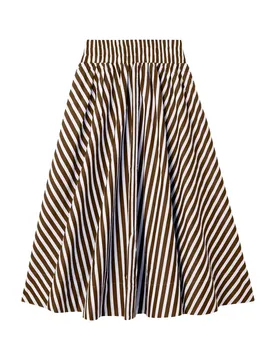Cotton Striped Midi Skirt female