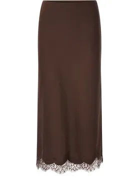 Satin midi skirt female