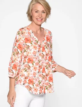 V-Bluse, 3/4 Arm, Druck female
