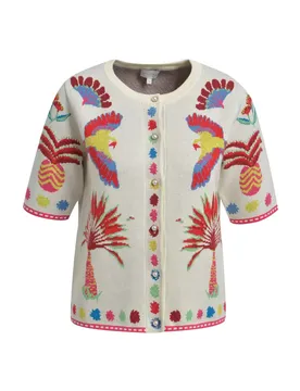 ROUNDNECK CARDIGAN W PLACKET AE 1/2 female