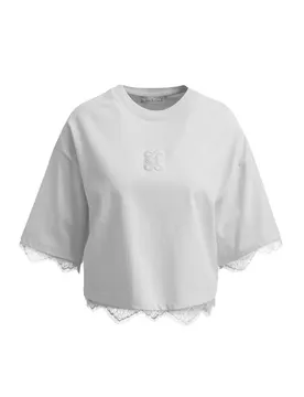 BOXY CROPPED T-SHIRT LACE HE feale