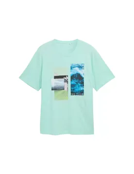 Plus slub photoprint t-shirt male
