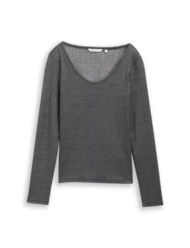 Lurex rib longsleeve T-shirt female