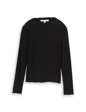 Rib T-shirt with frill edge female