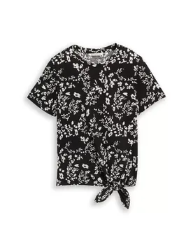 XXL printed knot T-shirt female