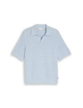 XL knit polo with linen mix male