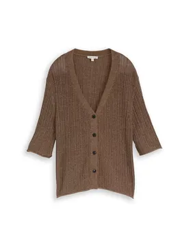 Knit rib hortleeve cardigan female