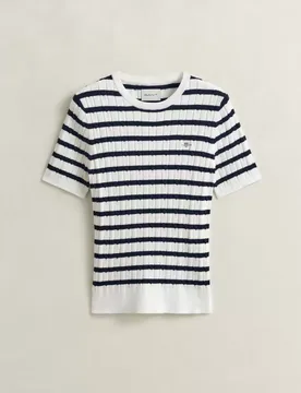 STRETCH COTTON CABE STRIPE SS femae